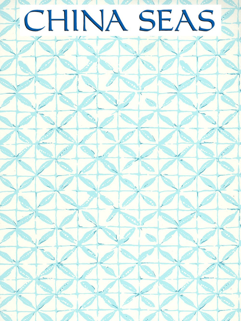Sunnyjim All Over Turquoise on Almost White Screen Printed Wallpaper | China Seas