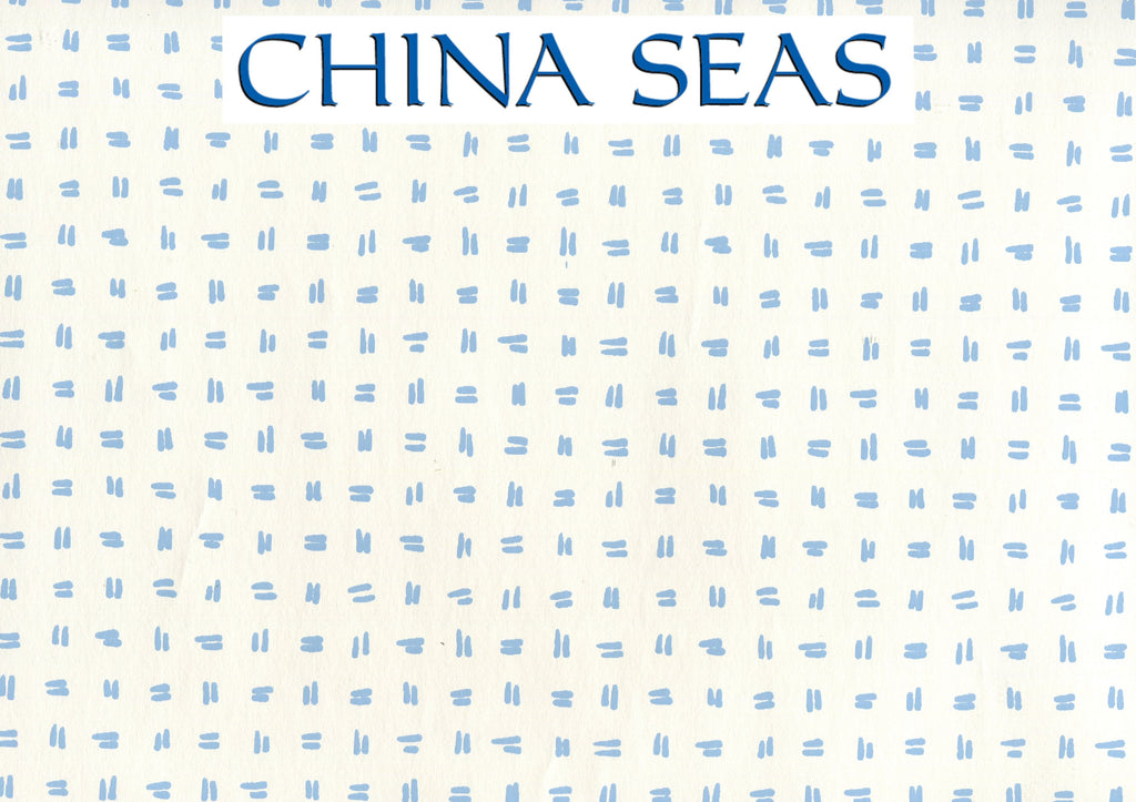 Tate Sky Blue on Almost White Screen Printed Wallpaper | China Seas