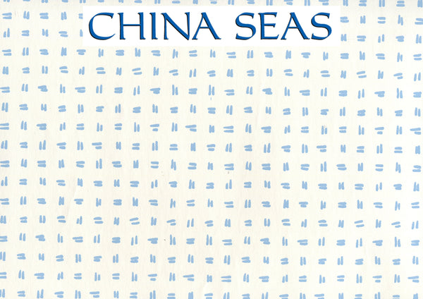 Tate Sky Blue on Almost White Screen Printed Wallpaper | China Seas