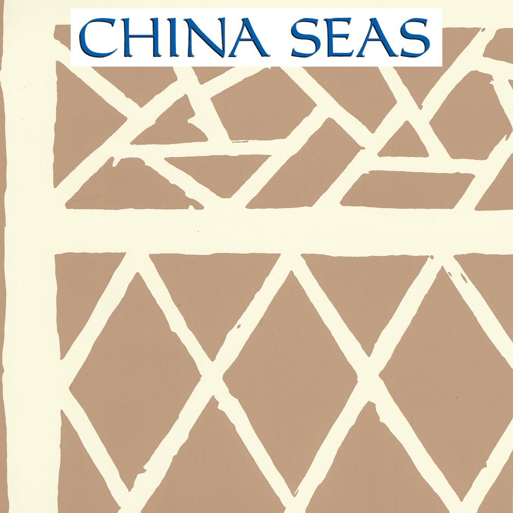 Trellis Background Camel II Off White Screen Printed Wallpaper | China Seas