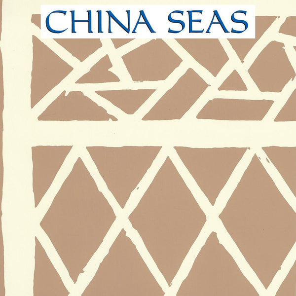 Trellis Background Camel II Off White Screen Printed Wallpaper | China Seas