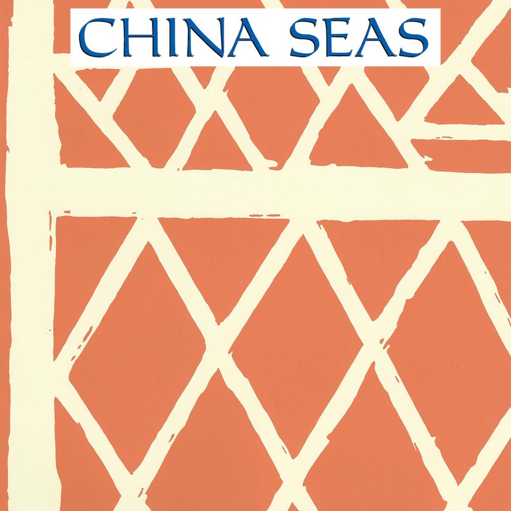 Trellis Background Orange Off White Screen Printed Wallpaper | China Seas