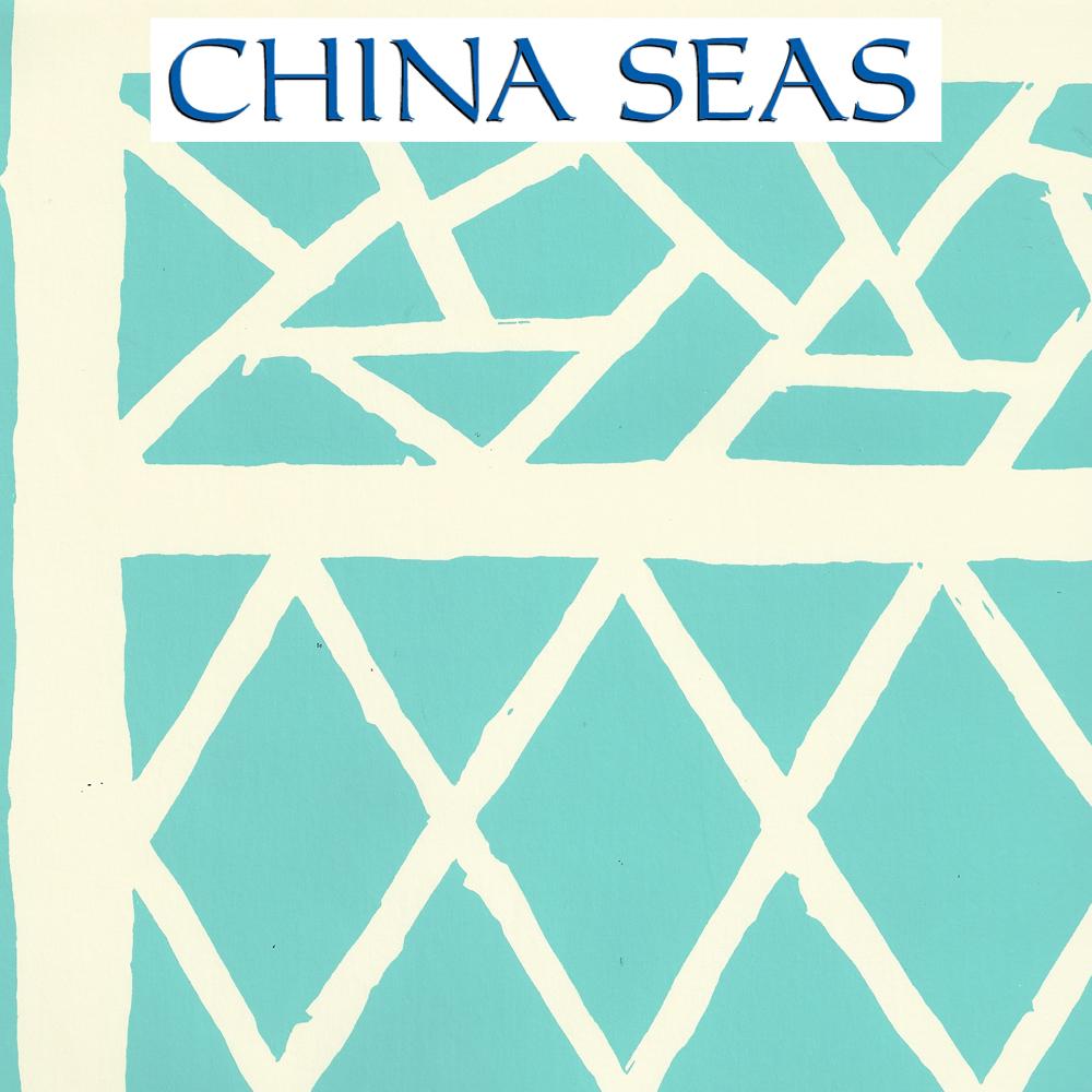 Trellis Background Turquoise Off White Screen Printed Wallpaper | China Seas