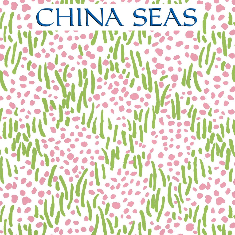 Trilby Jungle Green Pink on White Screen Printed Wallpaper | China Seas