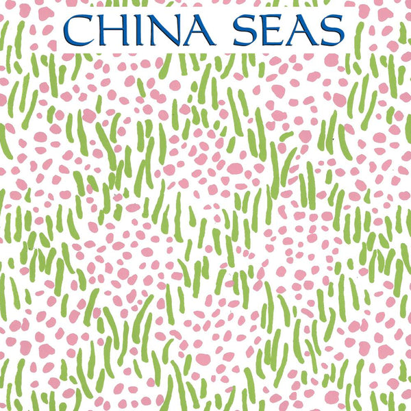 Trilby Jungle Green Pink on White Screen Printed Wallpaper | China Seas