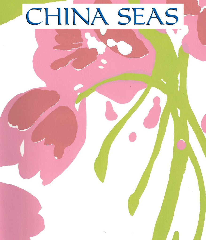 Tulip Multicolor Multi Pink Green on White Screen Printed Wallpaper | China Seas
