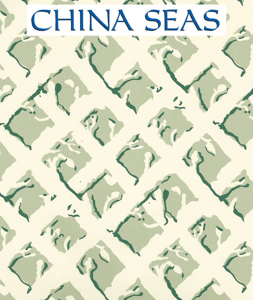 Twigs Soft Green Dark Green on Off White Screen Printed Wallpaper | China Seas