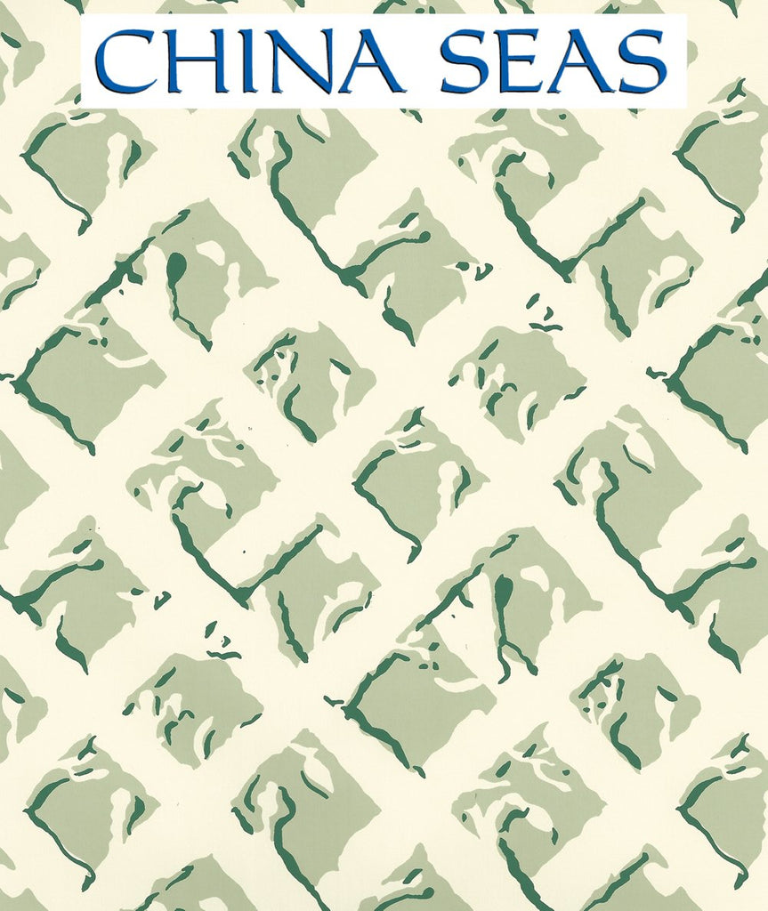 Twigs Soft Green Dark Green on Off White Screen Printed Wallpaper | China Seas
