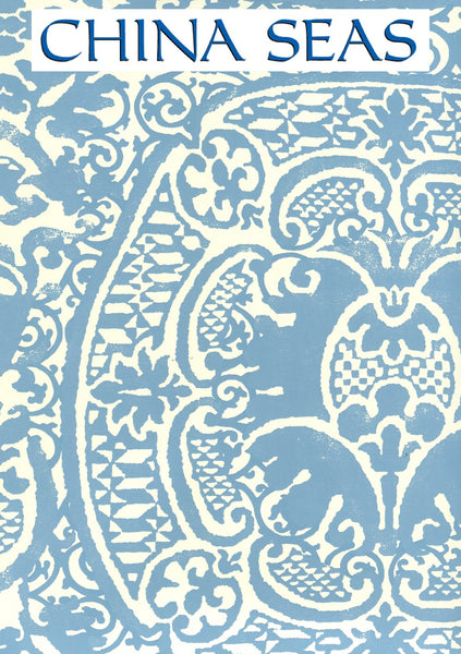 Veneto 2 Across Denim Blue on Off White Paper Screen Printed Wallpaper | China Seas