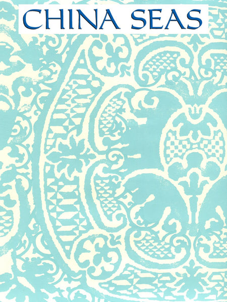 Veneto 2 Across Venice Blue on Off White Paper Screen Printed Wallpaper | China Seas