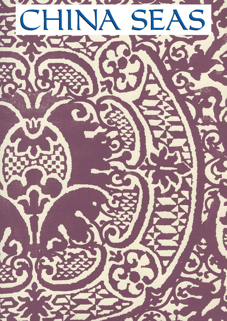 Veneto Plum on Off White Screen Printed Wallpaper | China Seas