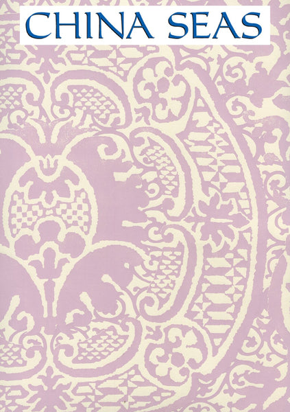 Veneto Soft Lavender on Off White Screen Printed Wallpaper | China Seas