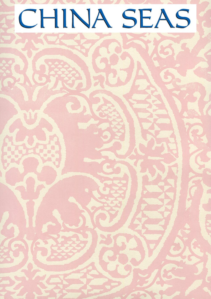 Veneto Soft Pink on Off White Screen Printed Wallpaper | China Seas