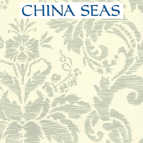 Victoria French Green on Off White Screen Printed Wallpaper | China Seas