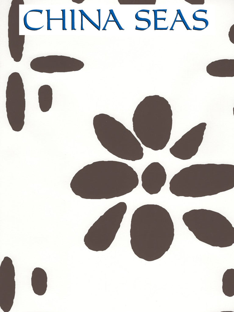 Wildflowers II Brown on White Screen Printed Wallpaper | China Seas