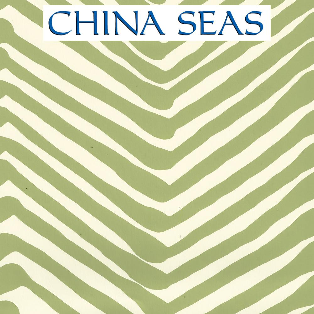 Ziggurat Jungle Green on Off White Screen Printed Wallpaper | China Seas