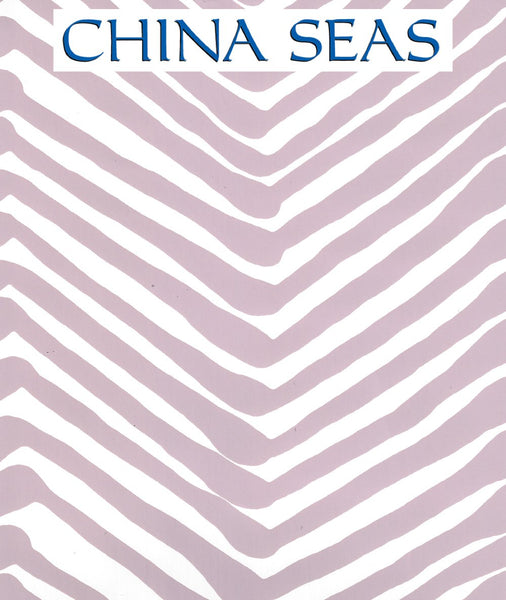 Ziggurat Lavender on White Screen Printed Wallpaper | China Seas