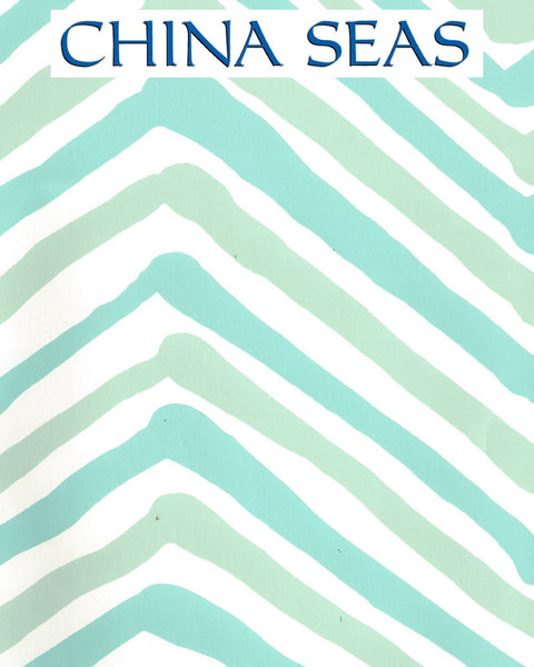 Zig Zag Multi Aqua Lt Turquoise Almost White Screen Printed Wallpaper | China Seas
