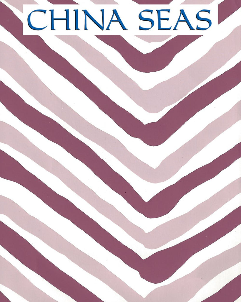 Zig Zag Multi Lavender Purple Almost White Screen Printed Wallpaper | China Seas