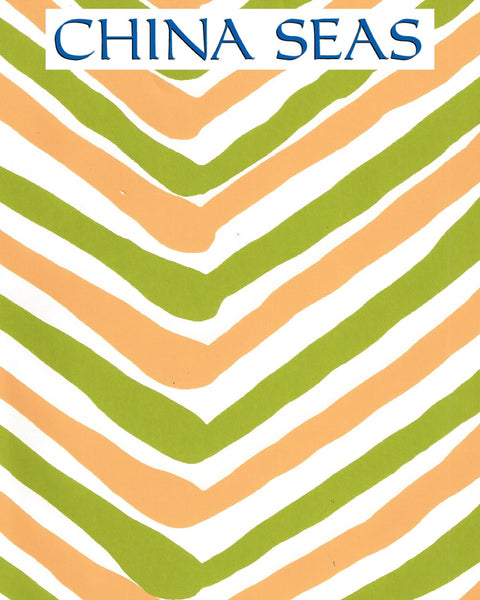 Zig Zag Multi Lime Yellow Almost White Screen Printed Wallpaper | China Seas