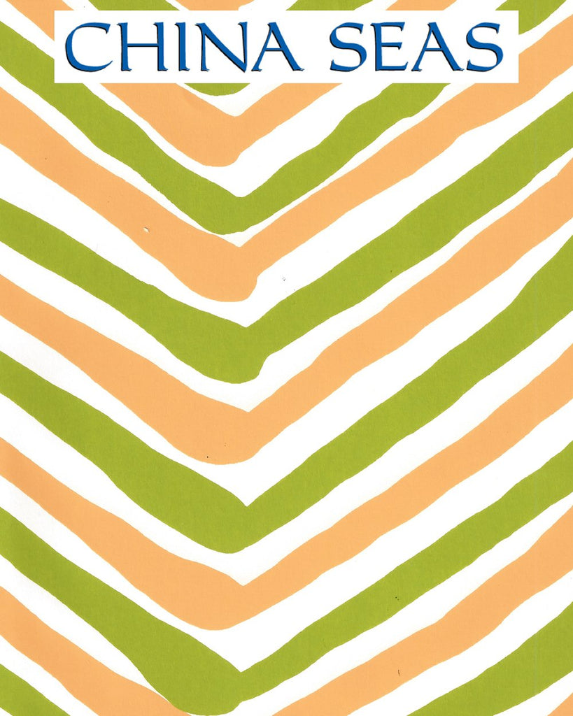 Zig Zag Multi Lime Yellow Almost White Screen Printed Wallpaper | China Seas