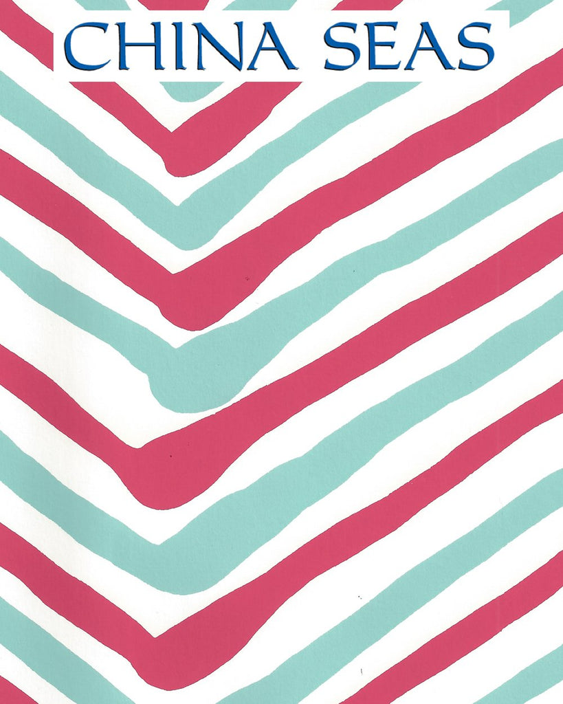 Zig Zag Multi Turquoise Fuschia Almost White Screen Printed Wallpaper | China Seas