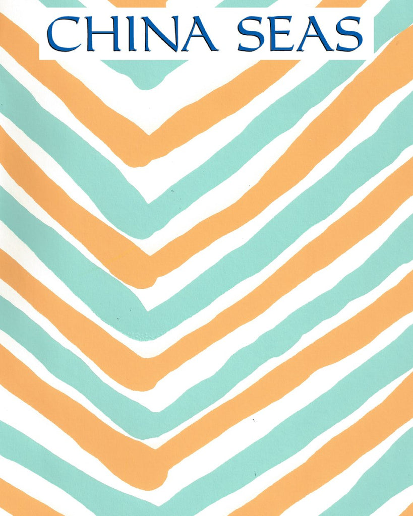 Zig Zag Multi Turquoise Yellow Almost White Screen Printed Wallpaper | China Seas