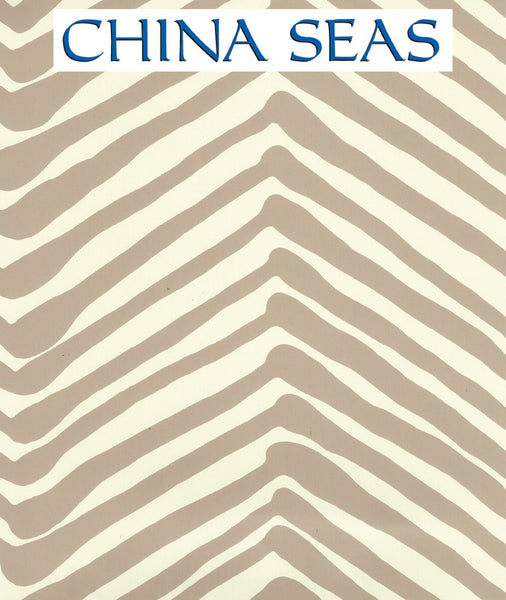 Zig Zag Taupe on Off White Screen Printed Wallpaper | China Seas