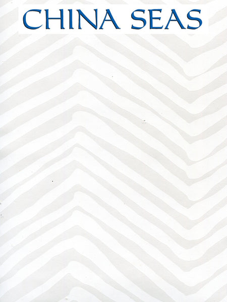 Zig Zag White on White Patent Vinyl Screen Printed Wallpaper | China Seas