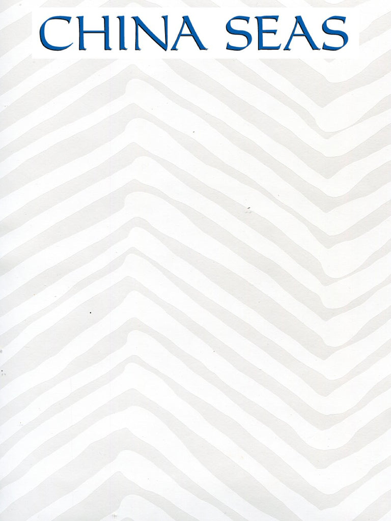 Zig Zag White on White Patent Vinyl Screen Printed Wallpaper | China Seas