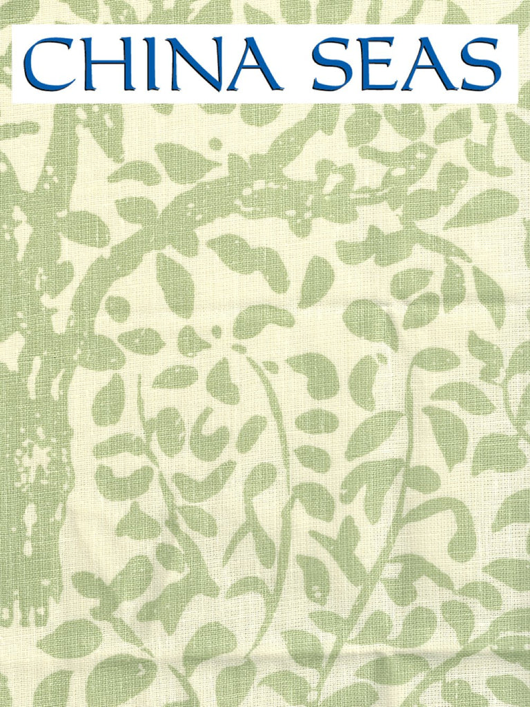 Arbre de Matisse Neutral Soft Neutral Soft French Green on Tinted Linen Sample Fabric 