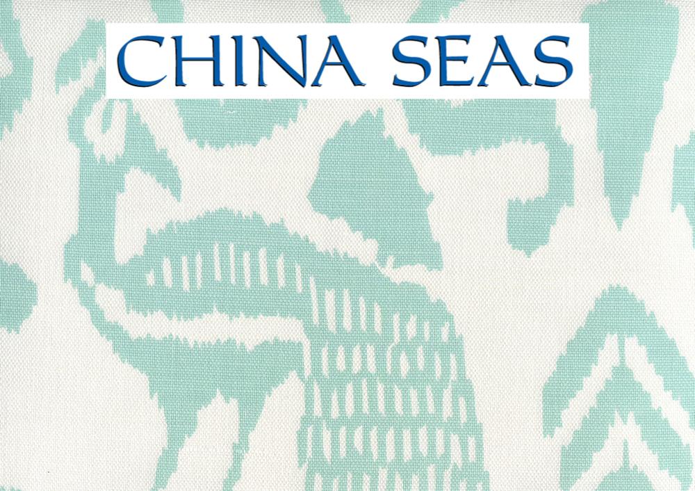 Bali Isle Aqua on White Linen Cotton Sample Fabric 