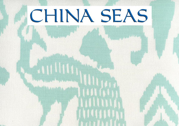 Bali Isle Aqua on White Linen Cotton Sample Fabric 