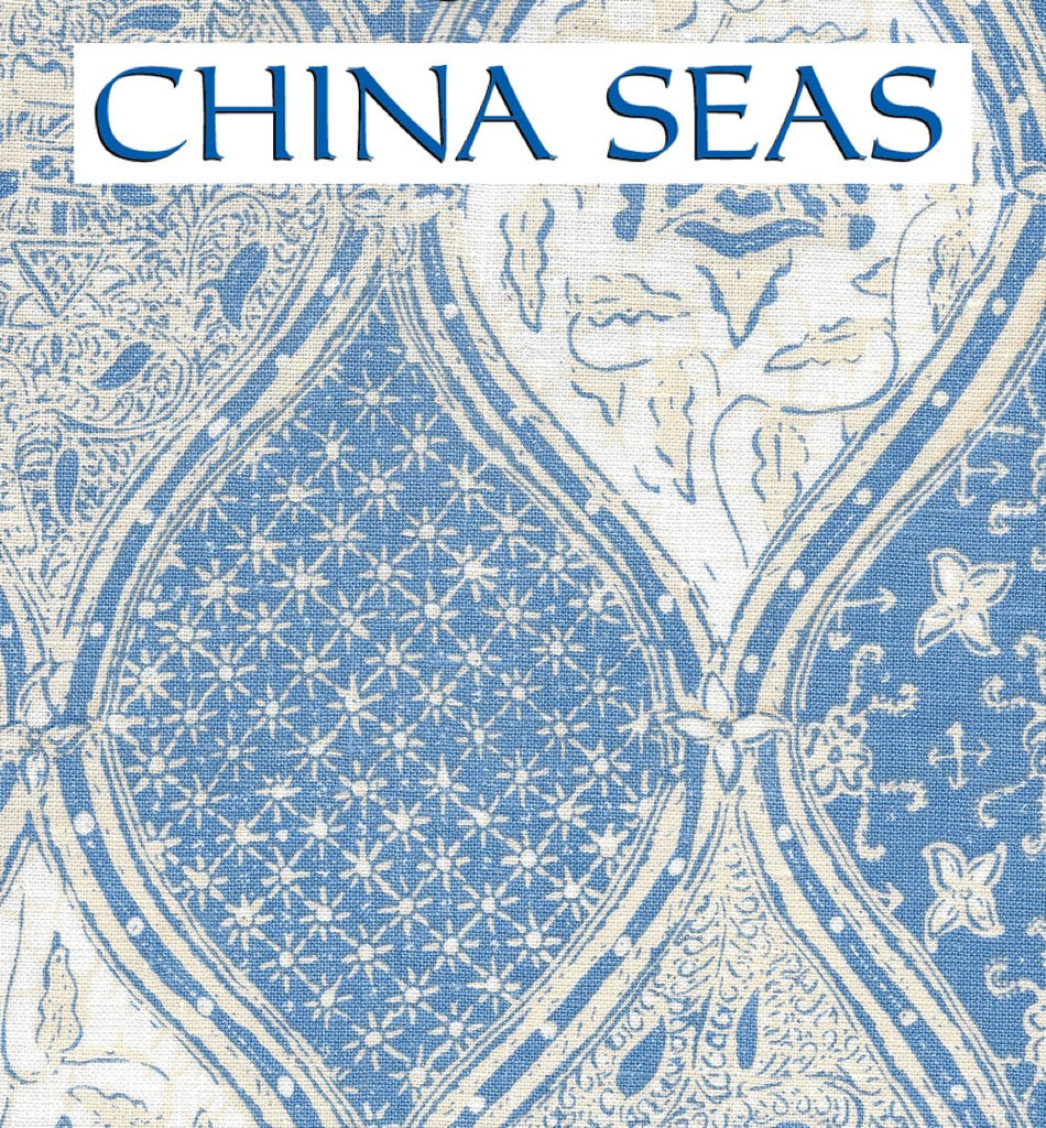 Balinese Batik French Blue Cream on white Sample Fabric 