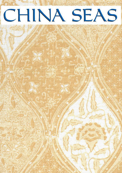 Balinese Batik Inca Gold Cream on White Sample Fabric 