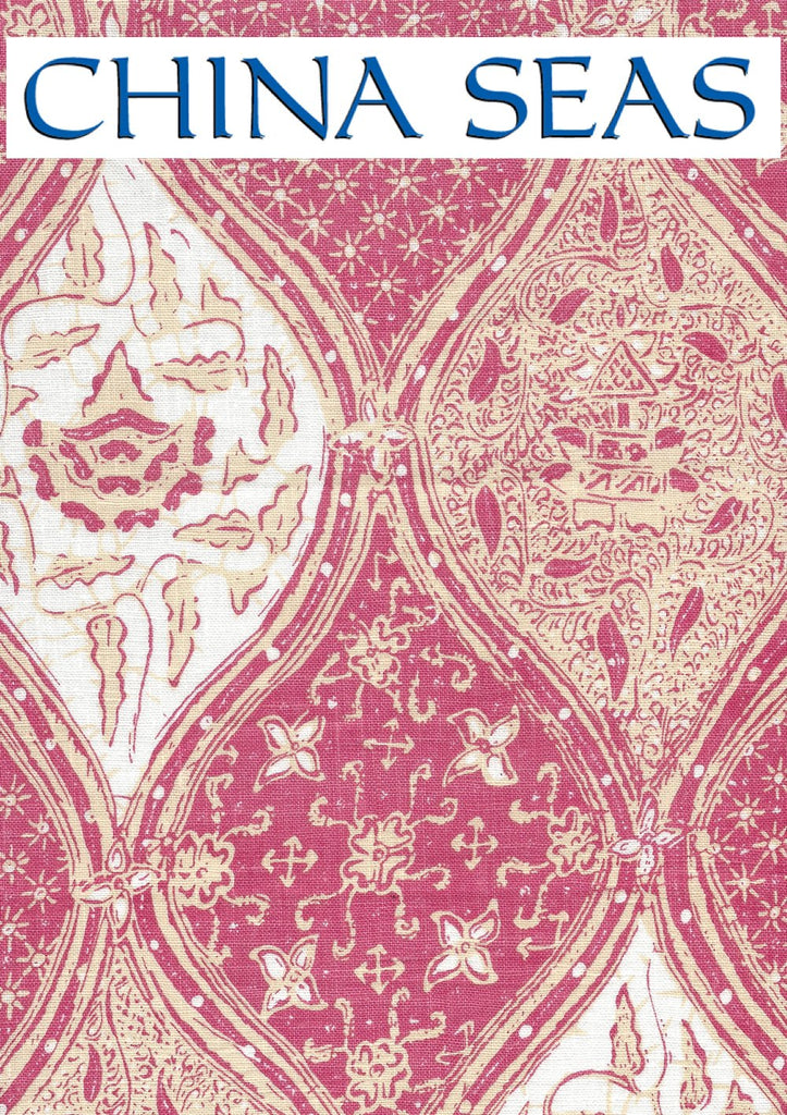 Balinese Batik Magenta Cream on White Sample Fabric 