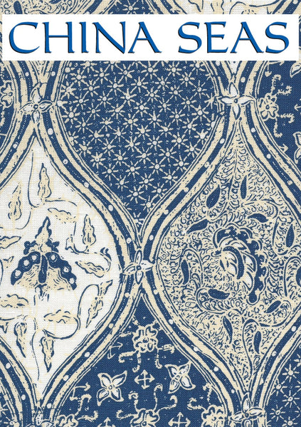 Balinese Batik Navy Cream on White Sample Fabric 