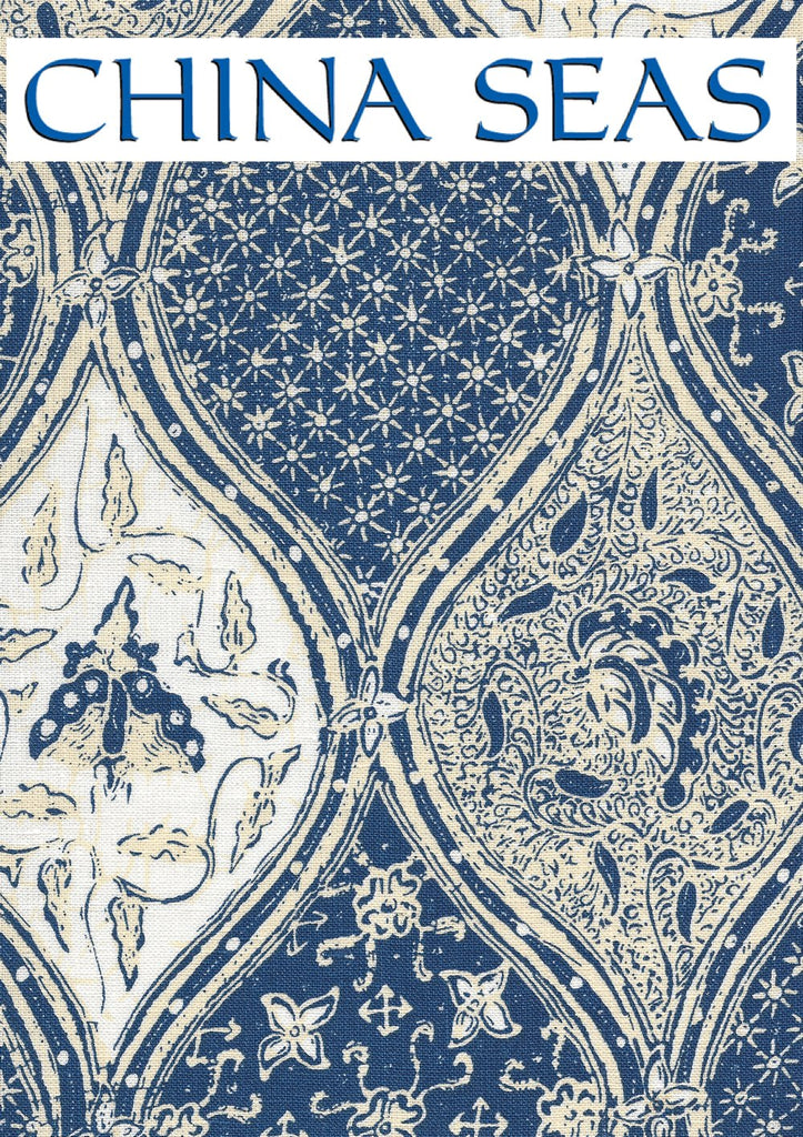 Balinese Batik Navy Cream on White Sample Fabric 