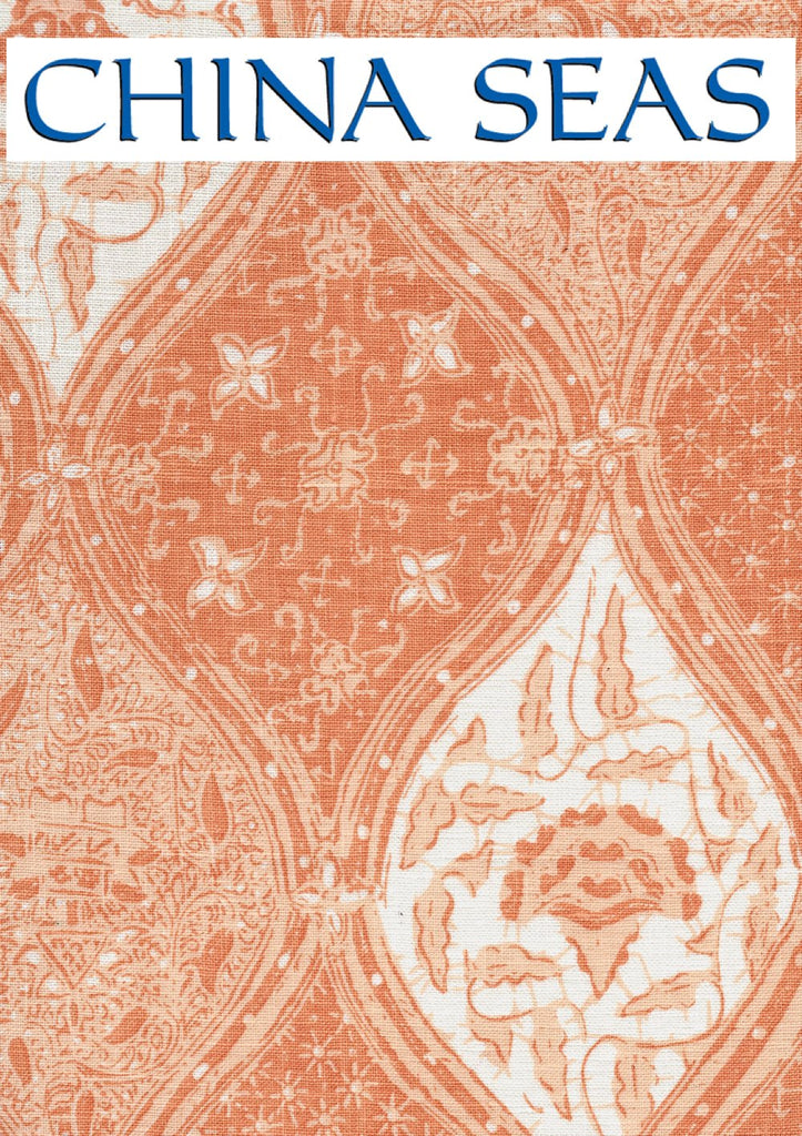 Balinese Batik Orange Cream on White Sample Fabric 