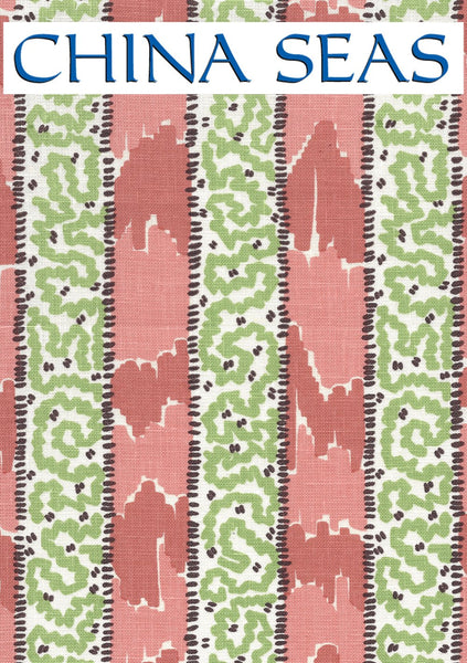 Bijou Stripe Jungle Green New Shrimp Brown Sample Fabric 