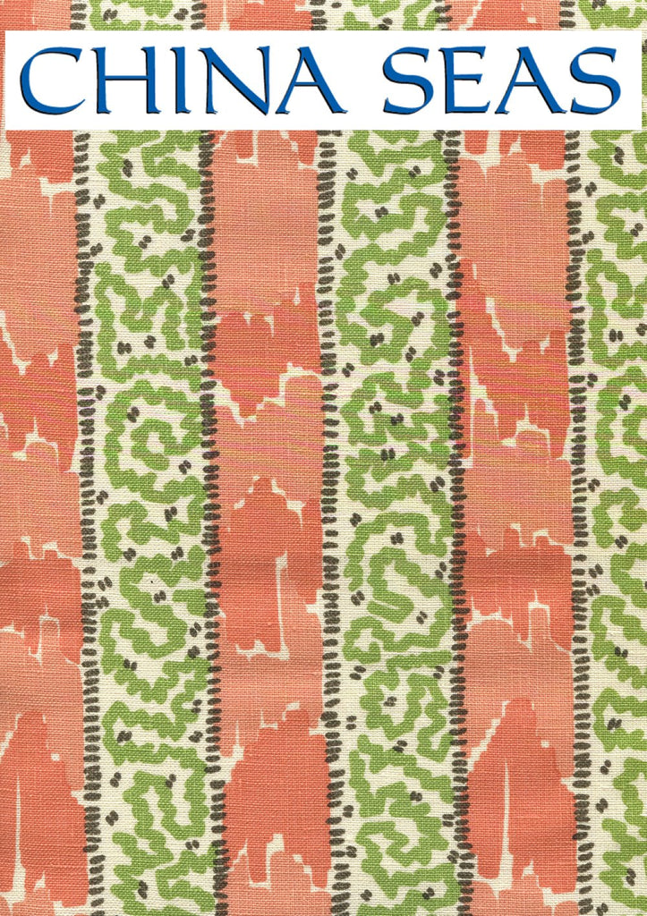 Bijou Stripe Melon Green Brown Sample Fabric 