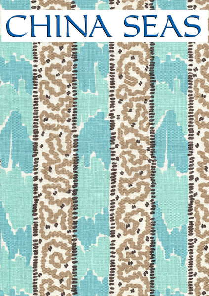 Bijou Stripe New Blue Brown Taupe Sample Fabric 