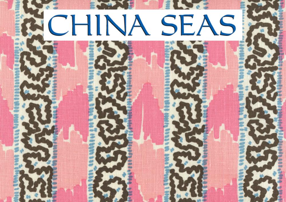 Bijou Stripe Pinks Blue Dots on Linen Sample Fabric 