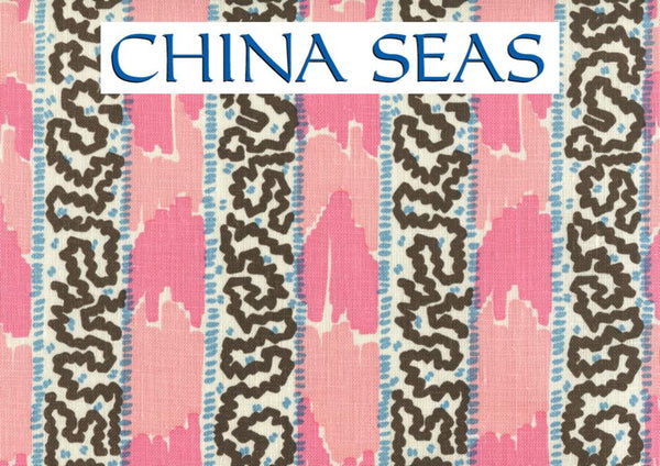 Bijou Stripe Pinks Blue Dots on Linen Sample Fabric 