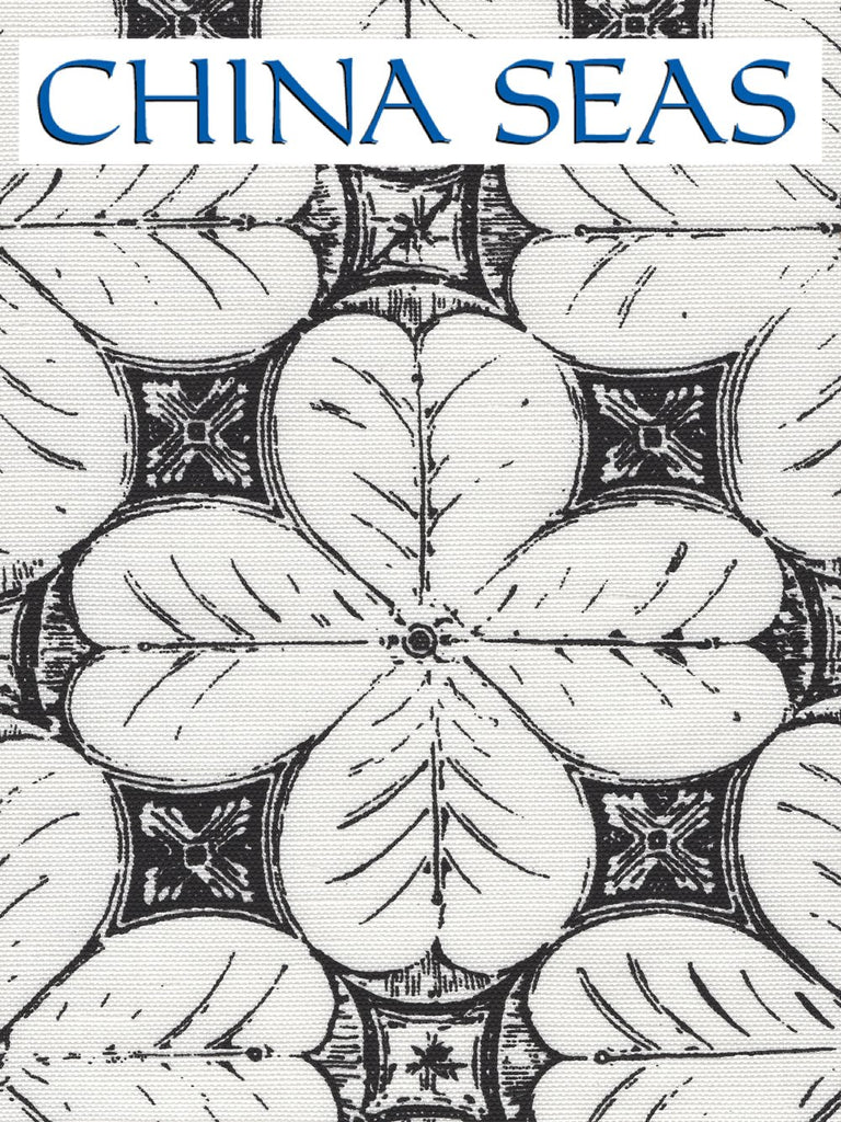 China Flower One Color Black on White Linen Cotton Sample Fabric 