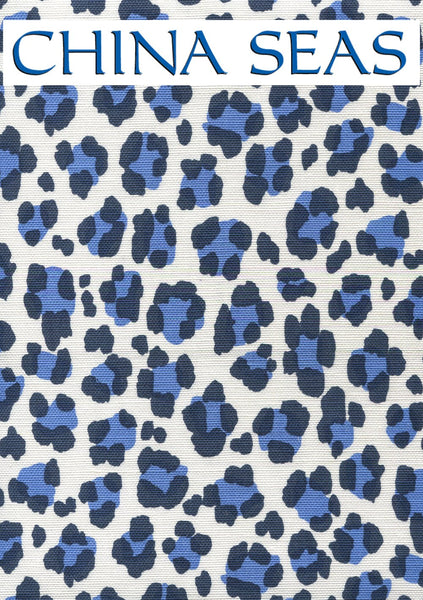 Conga Line Navy French Blue on white Sample Fabric 