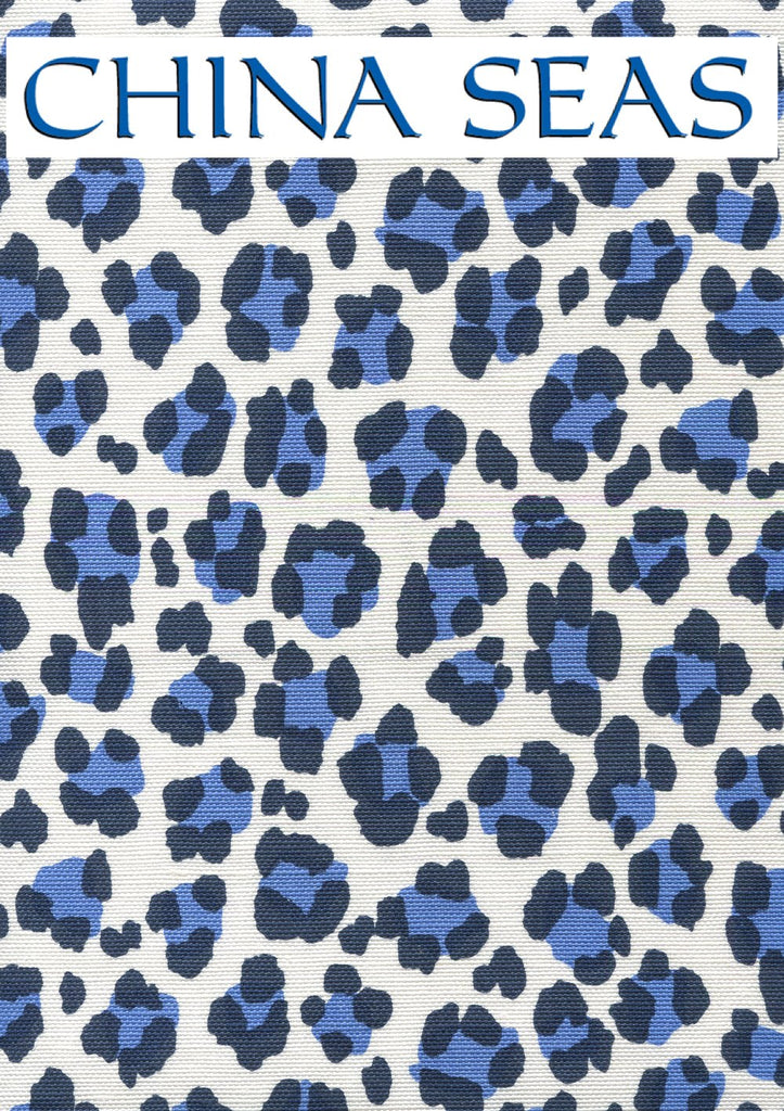 Conga Line Navy French Blue on white Sample Fabric 