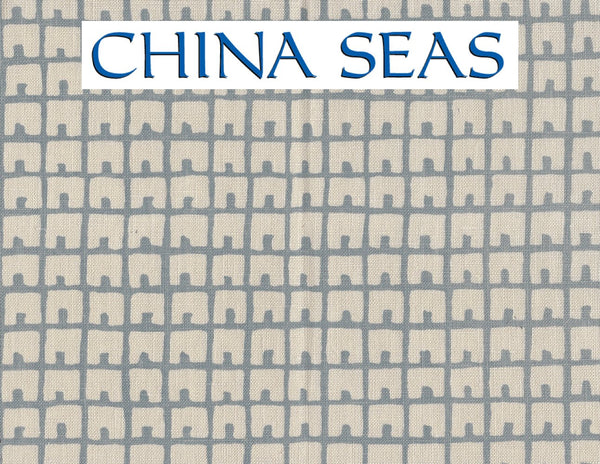 Fez Background Cadet Blue on Tan Sample Fabric 