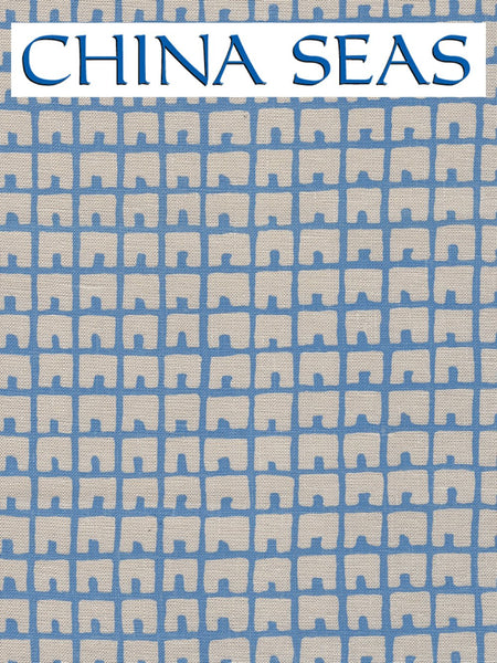 Fez Background French Blue on Tan Sample Fabric 