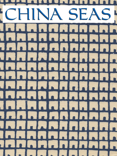 Fez Background Navy on Tan Sample Fabric 